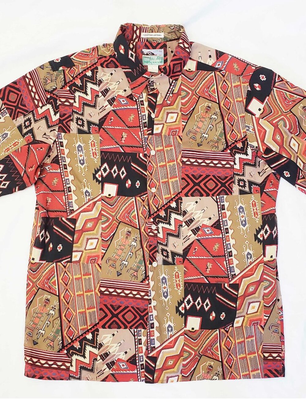 Vintage Re1yn Spooner Men's  Hawaiian Shirt Southwestern Native American Print L